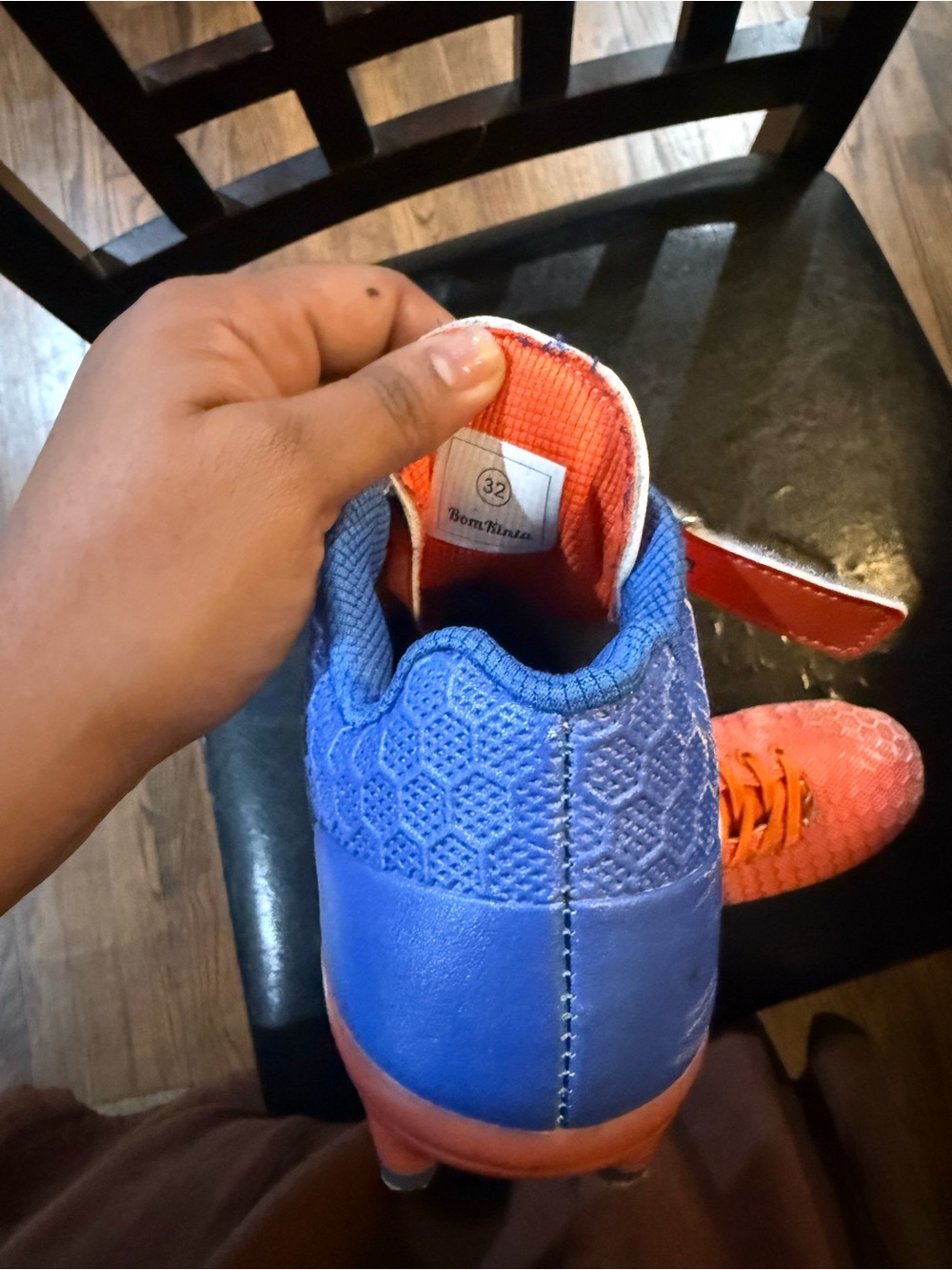 Kids Blue and Orange Soccer Cleats